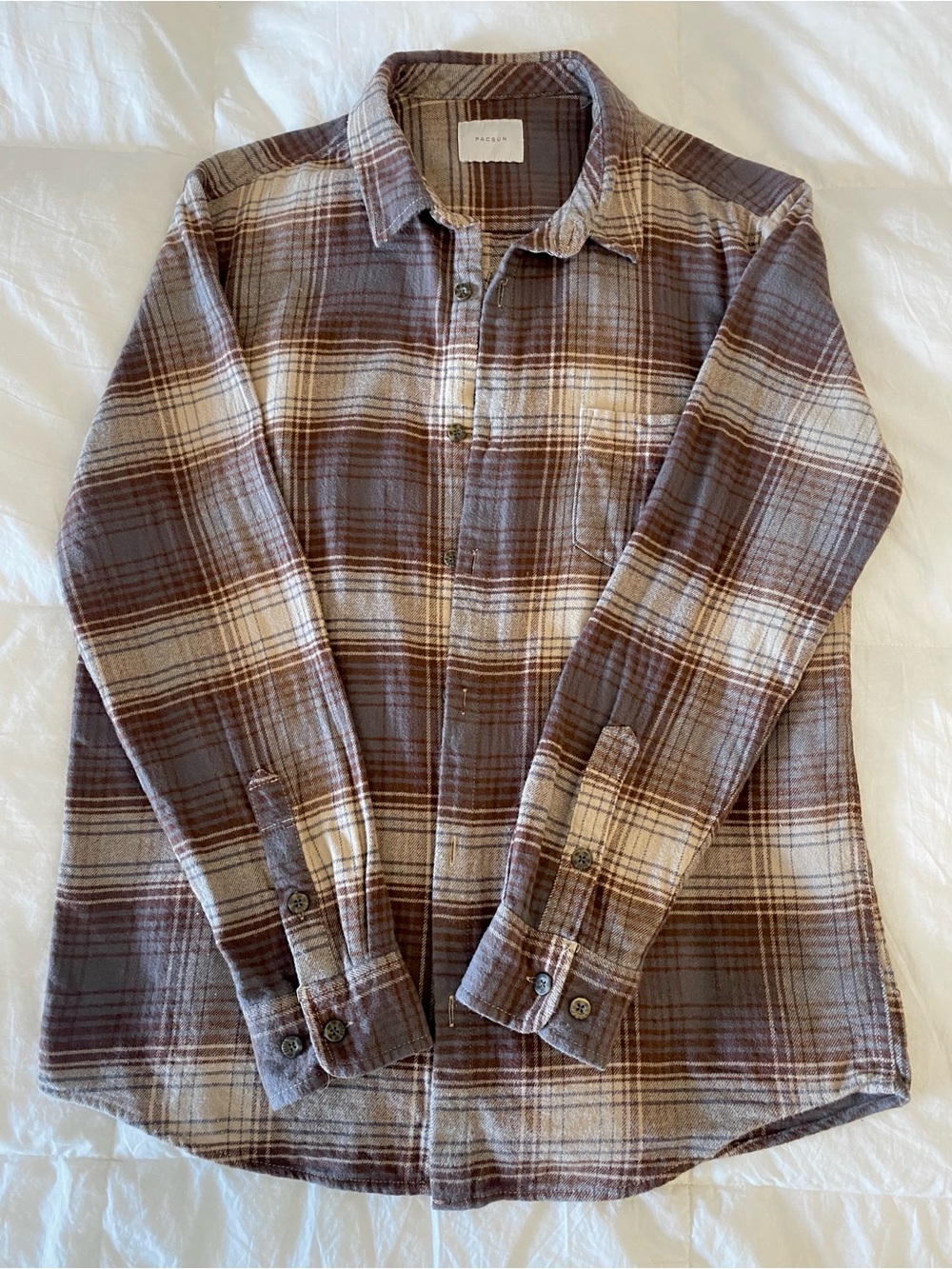PacSun Brown, Gray, & Cream 100% Cotton Flannel